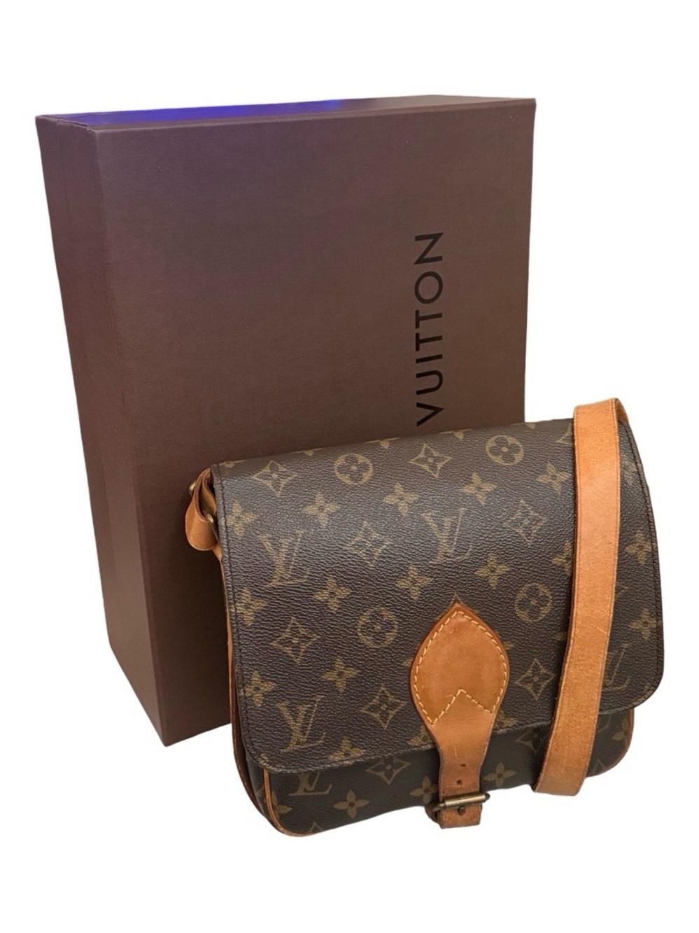 Louis Vuitton Monogram Cartouchiere Crossbody Vintage Brown Leather Shoulder Bag